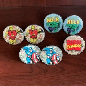 Superhero Marvel Knobs, Hulk, Iron Man, set of 7